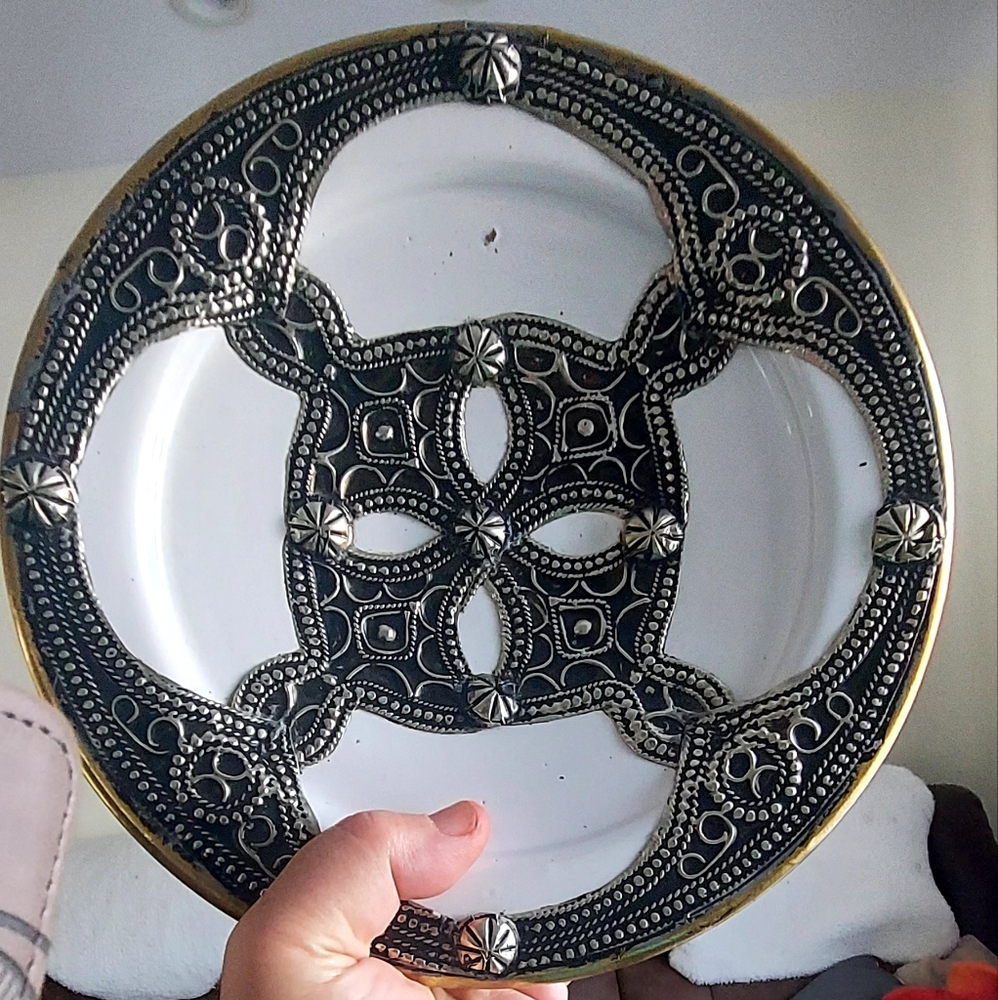 Traditional vintage ceramic and silver metal filigree Moroccan tea/coffe pot. - Picture 11 of 12